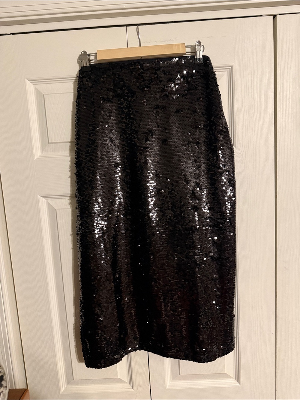 H&M Black Sequin Midi Skirt